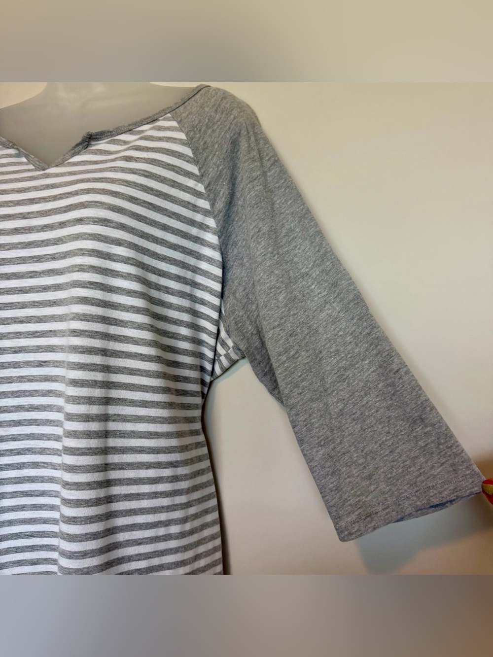 Just My Size Gray & White Striped 3/4 Length Raglan Sleeve Top | Size 2X - Picture 2 of 3